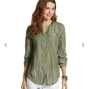 Chicos tunic style blouse olive green size small